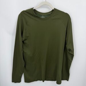 Fabletics The Training Day Long Sleeve Tee dark moss green sz M